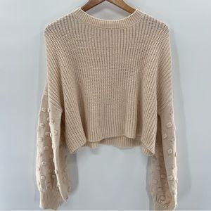 HYFVE Cream Bubble Sleeve Cropped Sweater Size Medium